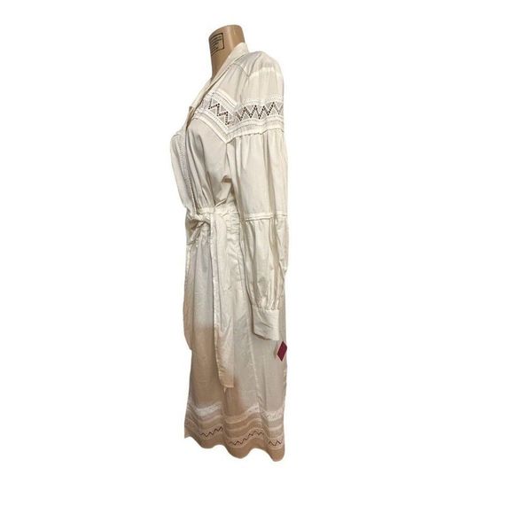 New York & Co White Puff Sleeve WrapBlouse Embroidered Tunic Dress Sz XL #1158 - Picture 3 of 11